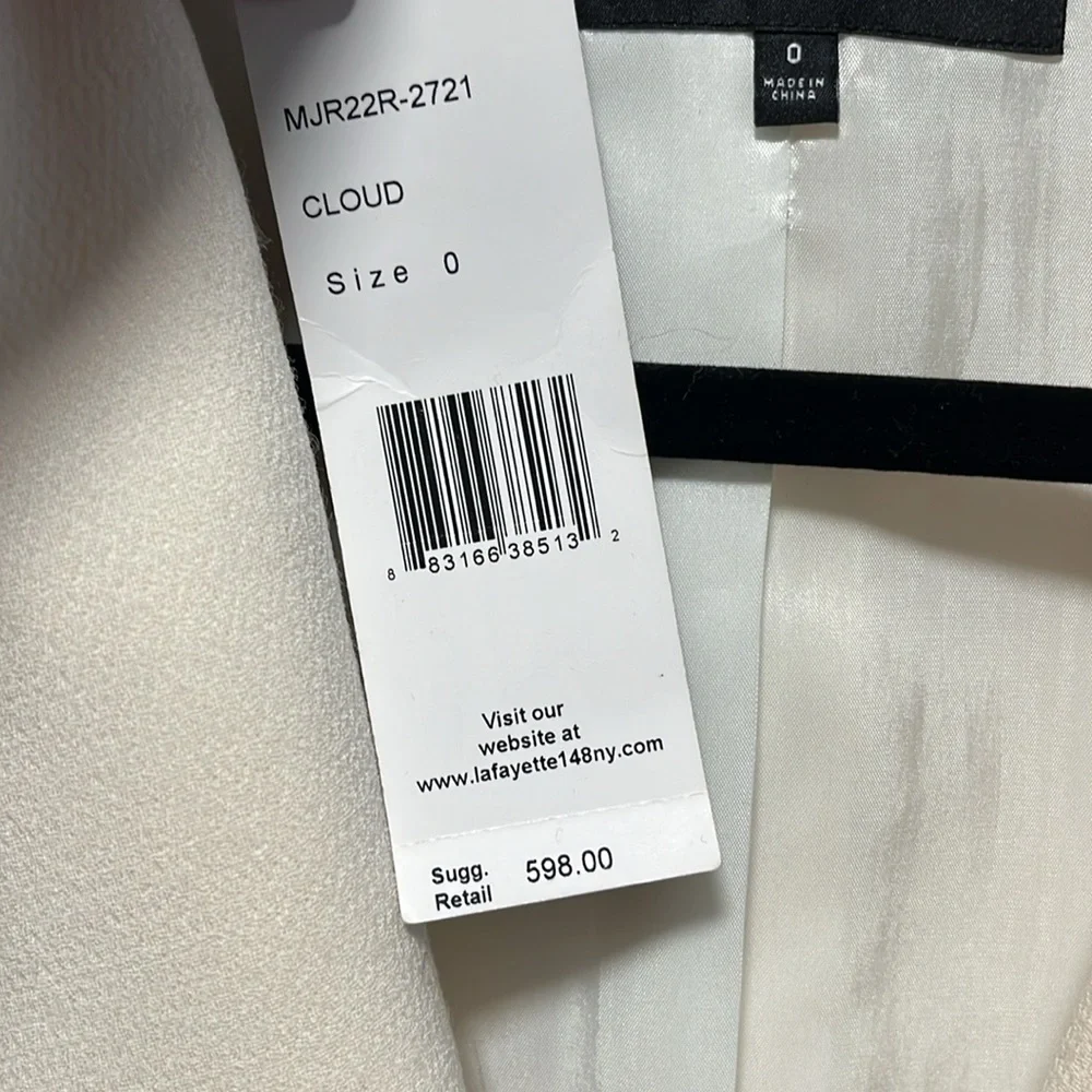 LAFAYETTE 148 NEW YORK (NWT) 100% Virgin Wool Cream Tailored Blazer, Size 0 - Picture 3 of 11